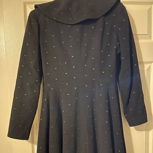 Black Dress coat button down wool polka dot